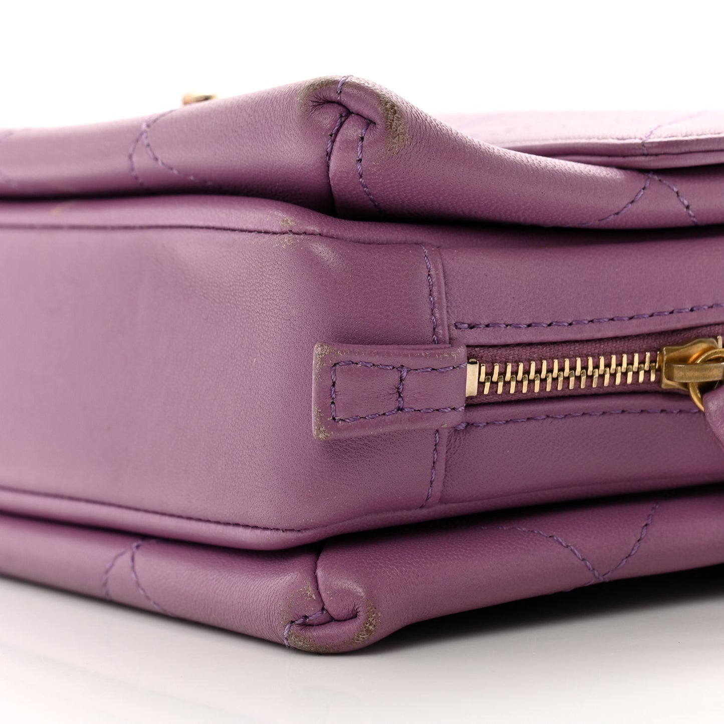 Lambskin Sleek And Chic Flap Purple