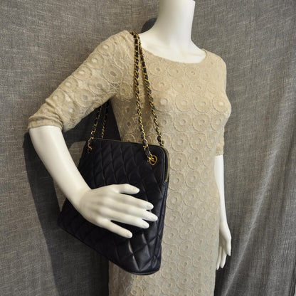 Chanel Lambskin Quilted Shoulder Bag Navy GHW 2 of 10