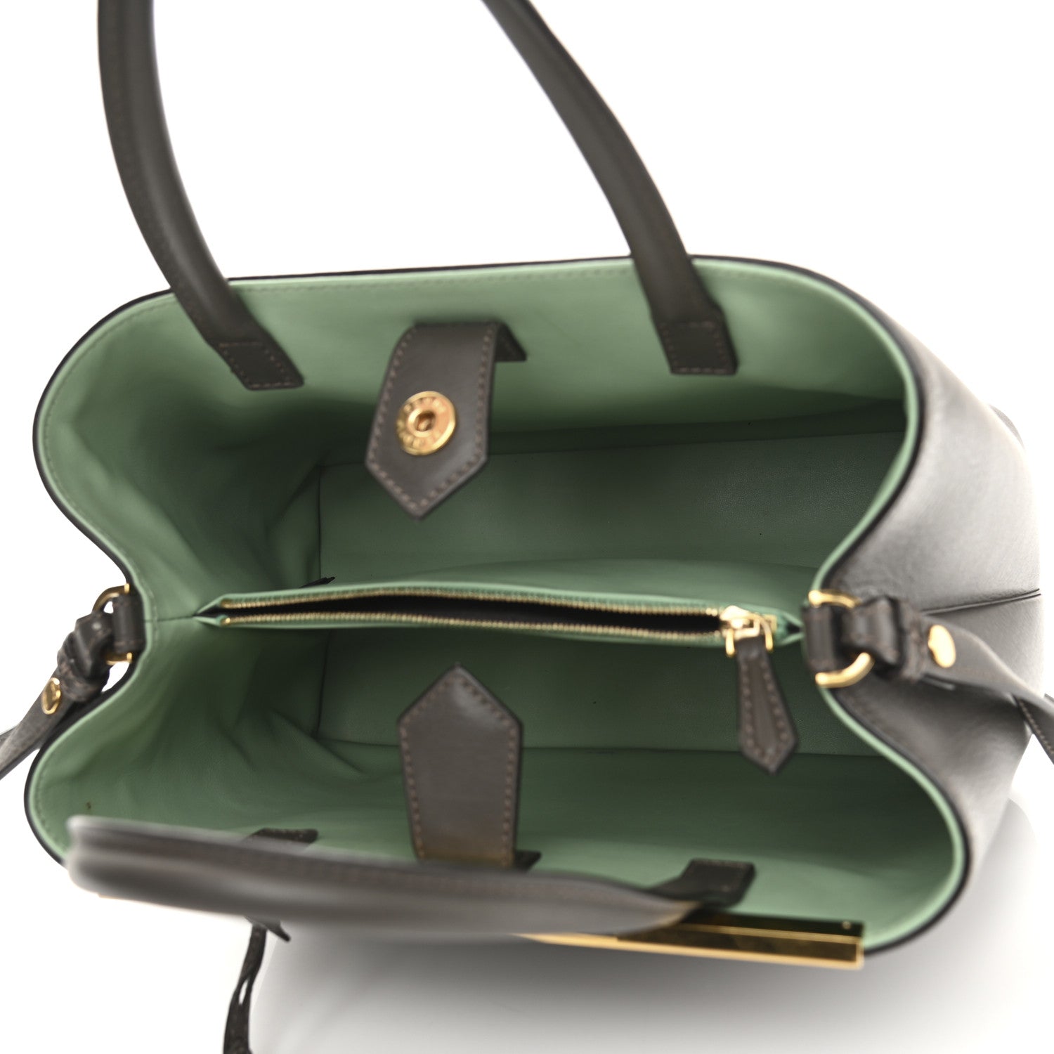 Fendi Vitello Dolce Petite 2Jours Tote Verde Prato Menta 5 of 16