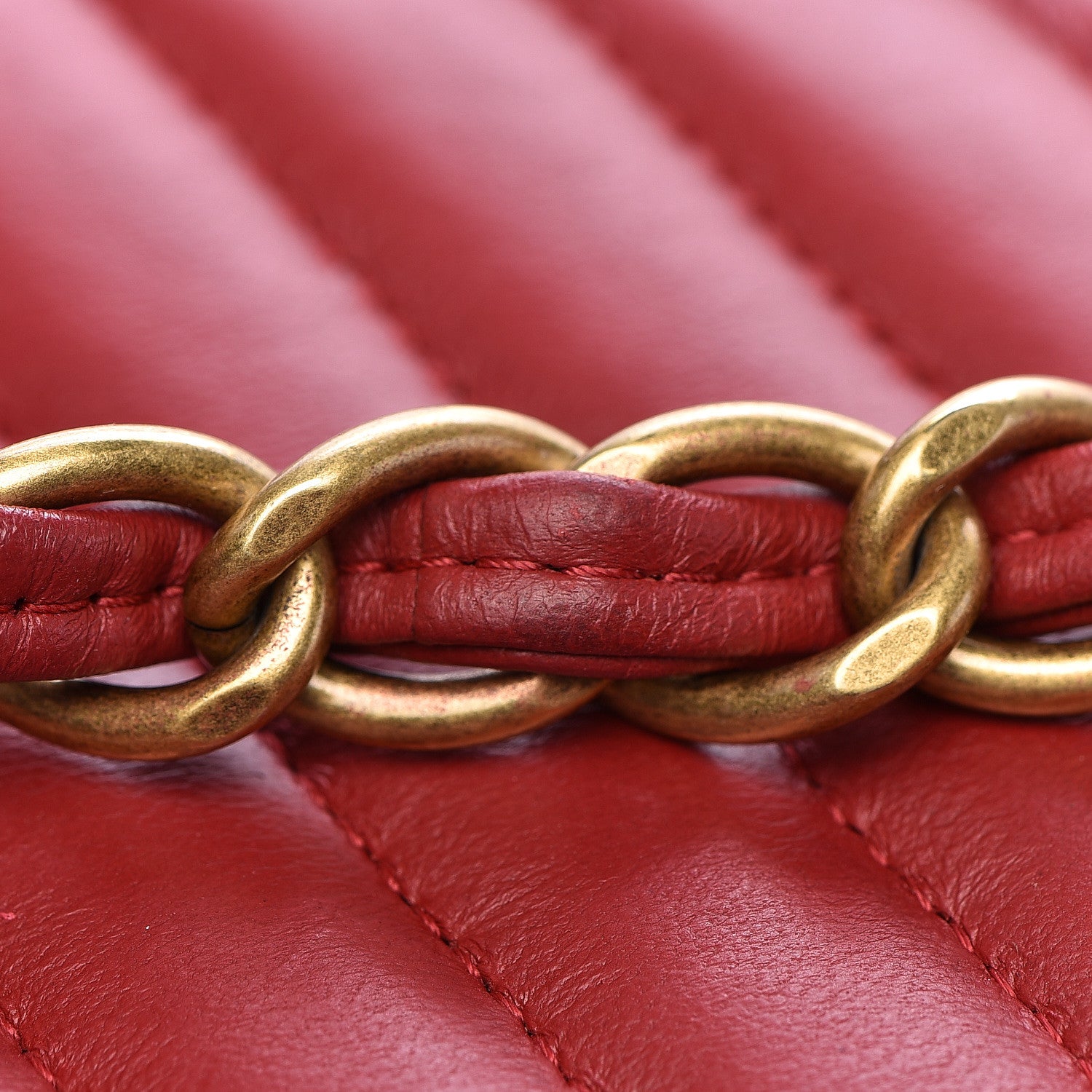 Chanel Lambskin Chevron Quilted Jumbo Double Flap Dark Red 17 of 18