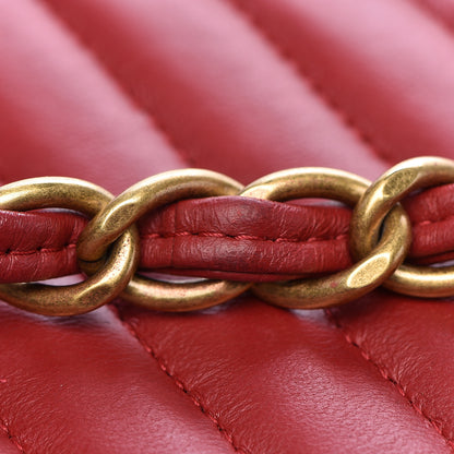 Chanel Lambskin Chevron Quilted Jumbo Double Flap Dark Red 17 of 18