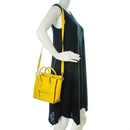 Celine Drummed Calfskin Nano Luggage Citron 2 of 8