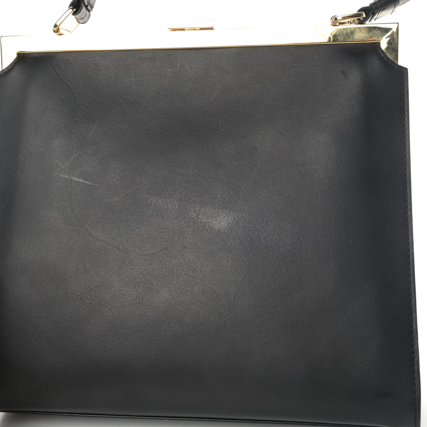 Vegetable Tanned Calfskin Elegant Top Handle Bag Black