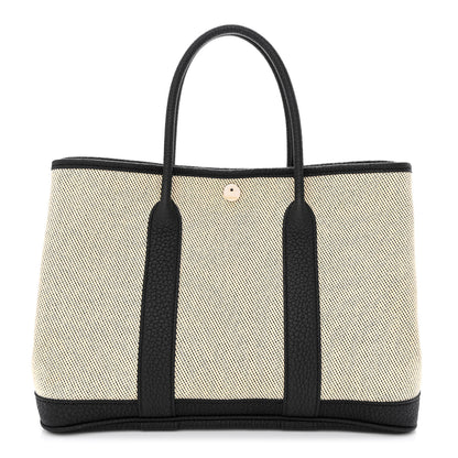 Hermes Twill H Negonda Garden Party 30 TPM Tote Ecru Black 1 of 10