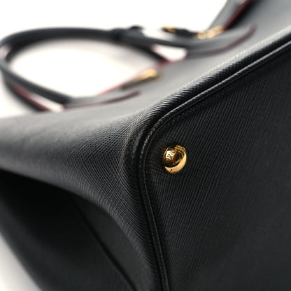 Prada Saffiano Cuir Large Double Bag Black Fuoco 9 of 12