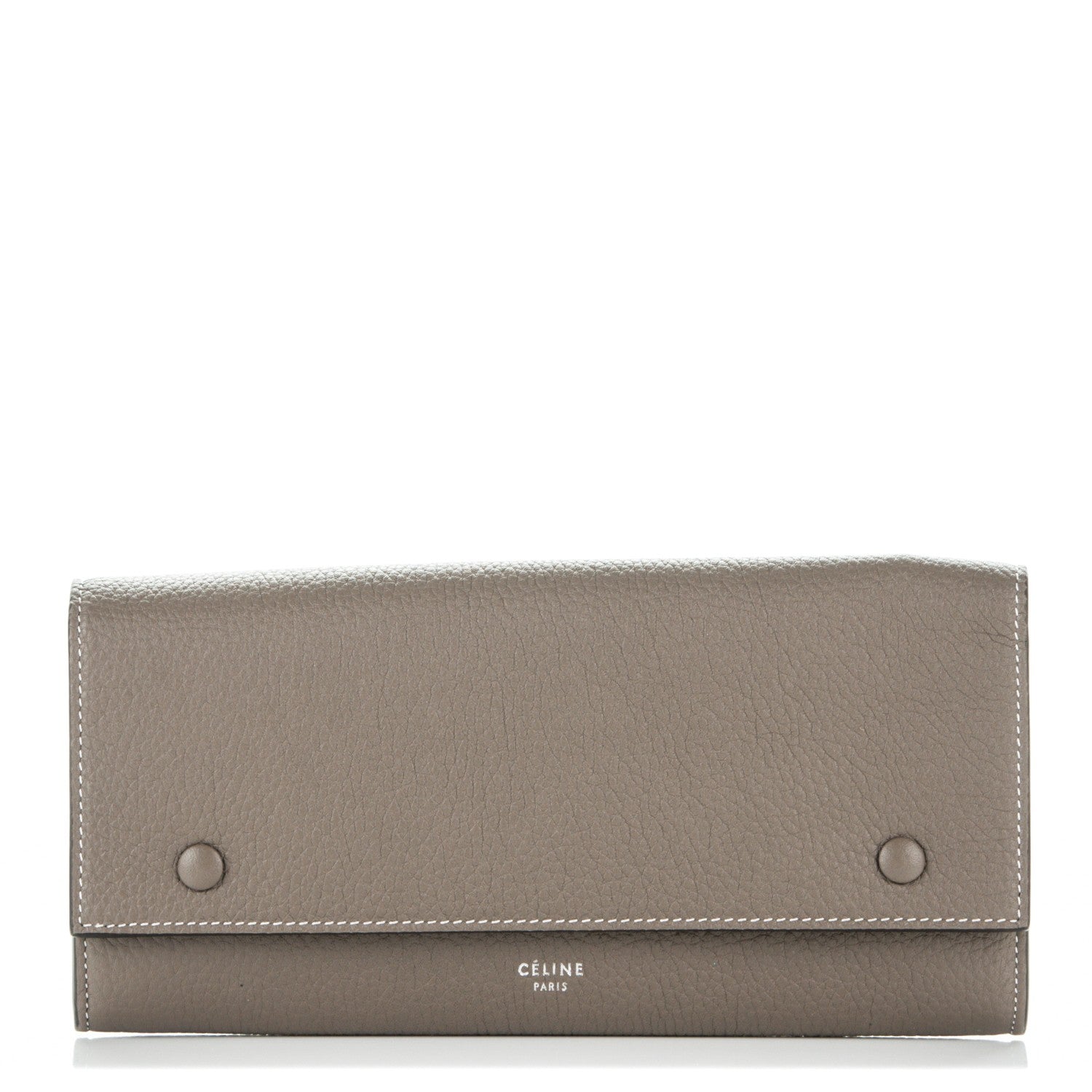 Celine Drummed Calfskin Large Multifunction Flap Wallet Souris 1 of 7