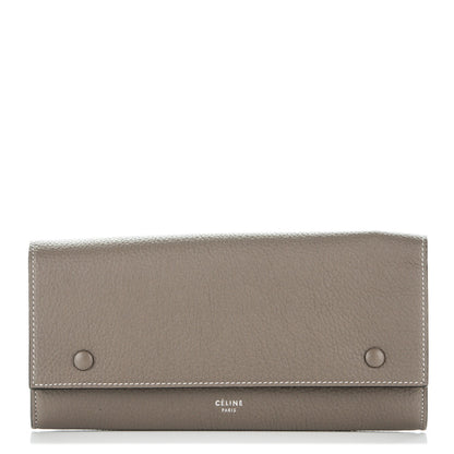 Celine Drummed Calfskin Large Multifunction Flap Wallet Souris 1 of 7