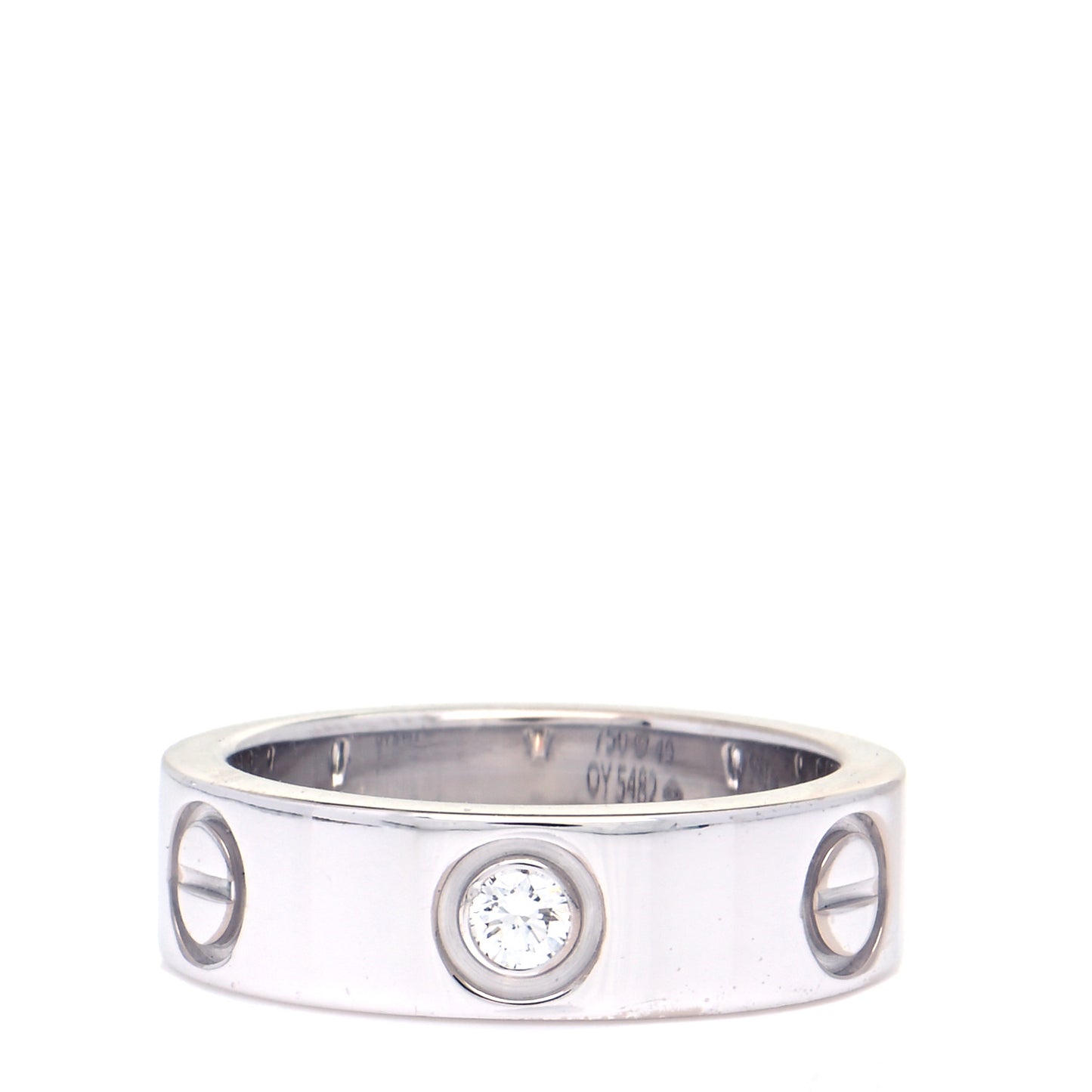 18K White Gold 3 Diamond 5.5mm LOVE Ring 49 4.75