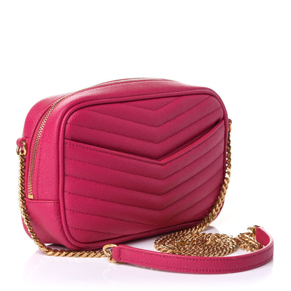 Saint Laurent Grain De Poudre Matelasse Monogram Mini Lou Camera Bag Fuchsia 3 of 11
