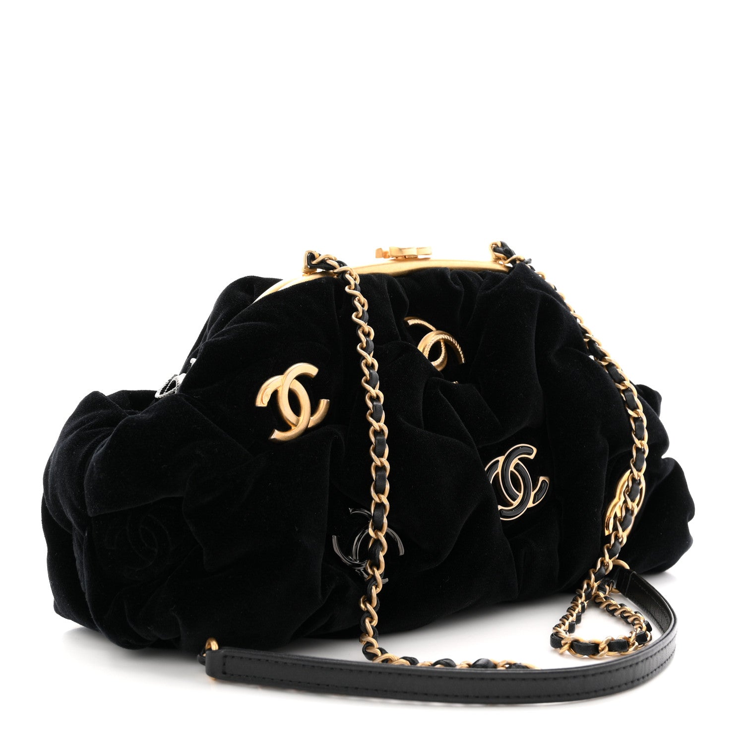 K*6様 CHANEL ベルベット クラッチ Chanel Velvet Enamel CC Kiss Lock Clutch Black 1877690 – FASHIONPHILE