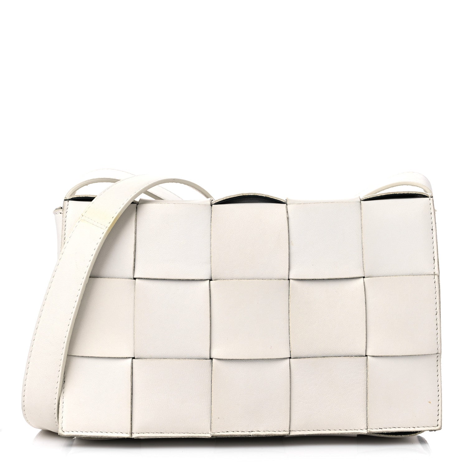 Bottega Veneta Lambskin Maxi Intrecciato Cassette Crossbody Bag White 1 of 14