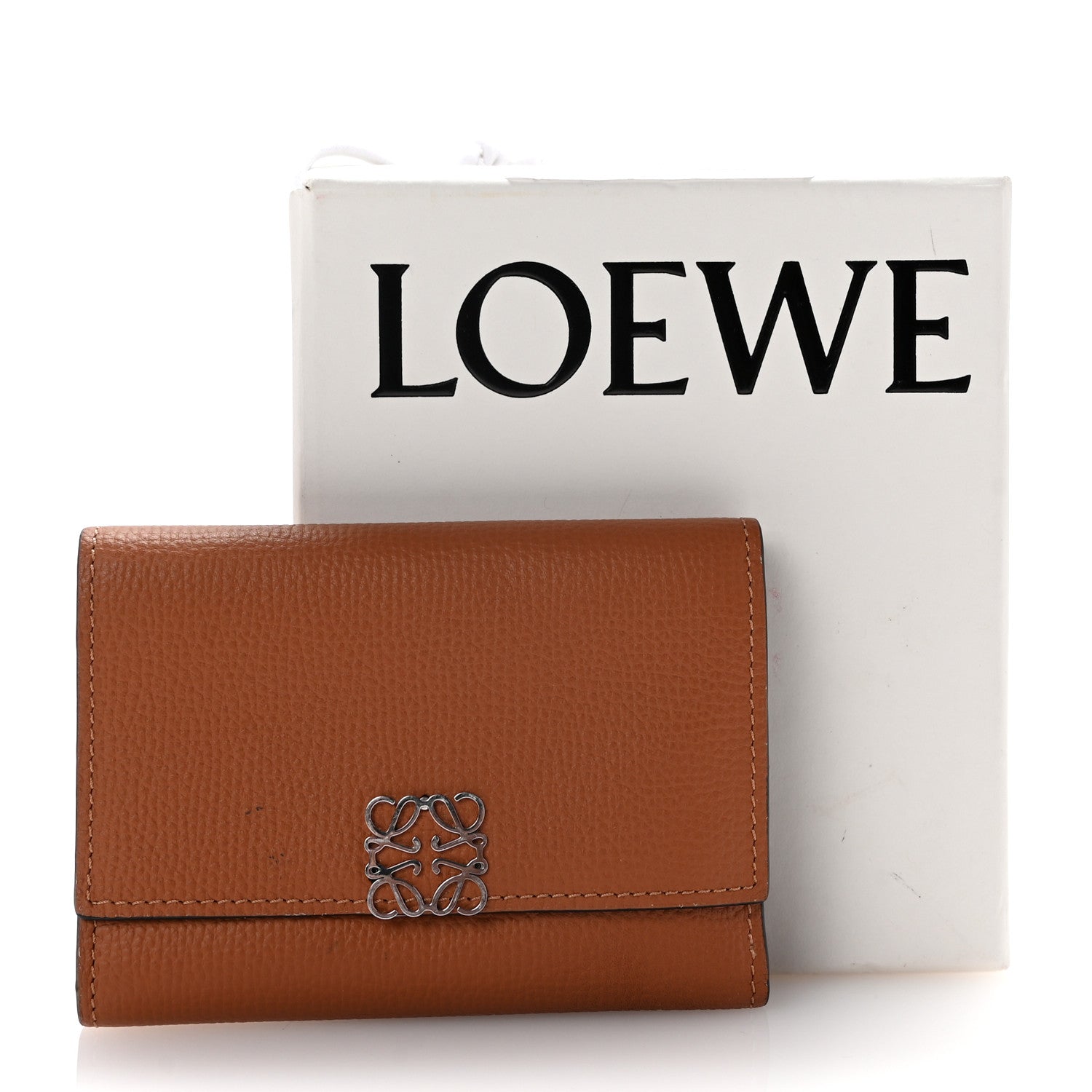 Loewe Pebble Grain Calfskin Anagram Small Vertical Wallet Tan 8 of 8