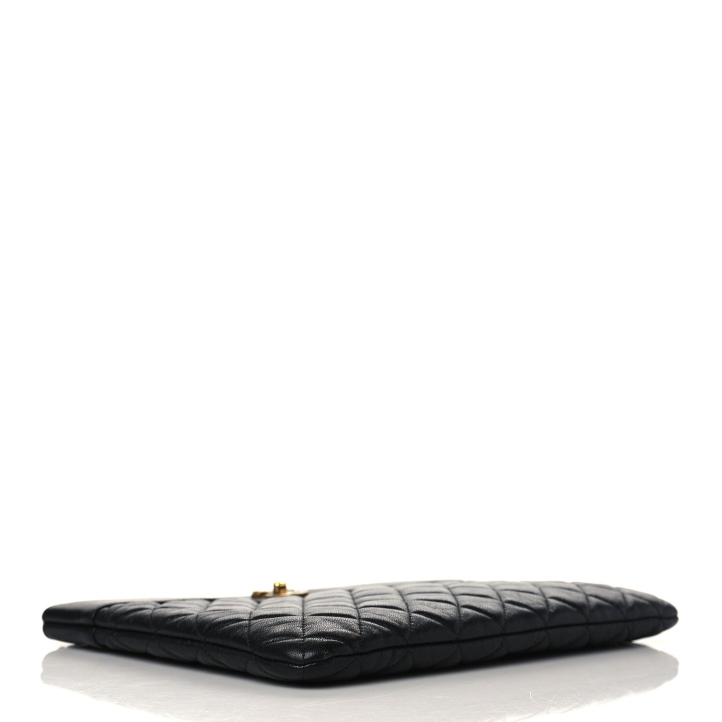 Sheepskin Quilted Mademoiselle Vintage Large Zip Pouch Black