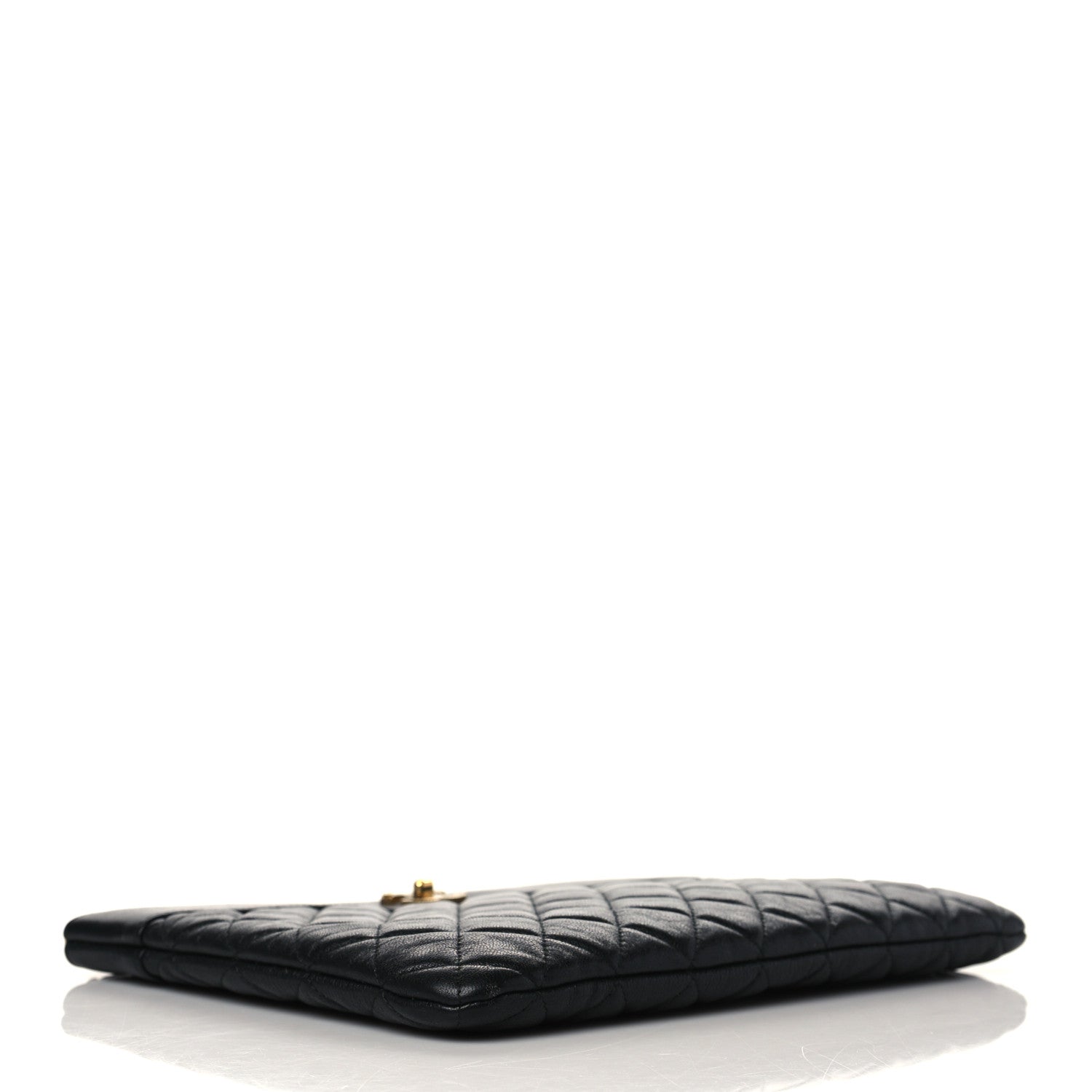 Chanel Sheepskin Quilted Mademoiselle Vintage Large Zip Pouch Black 4 of 9