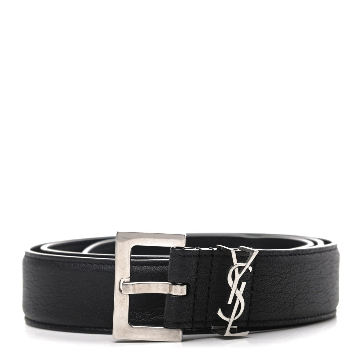 Goatskin Monogram Cassandre Square Buckle Belt 90 36 Black