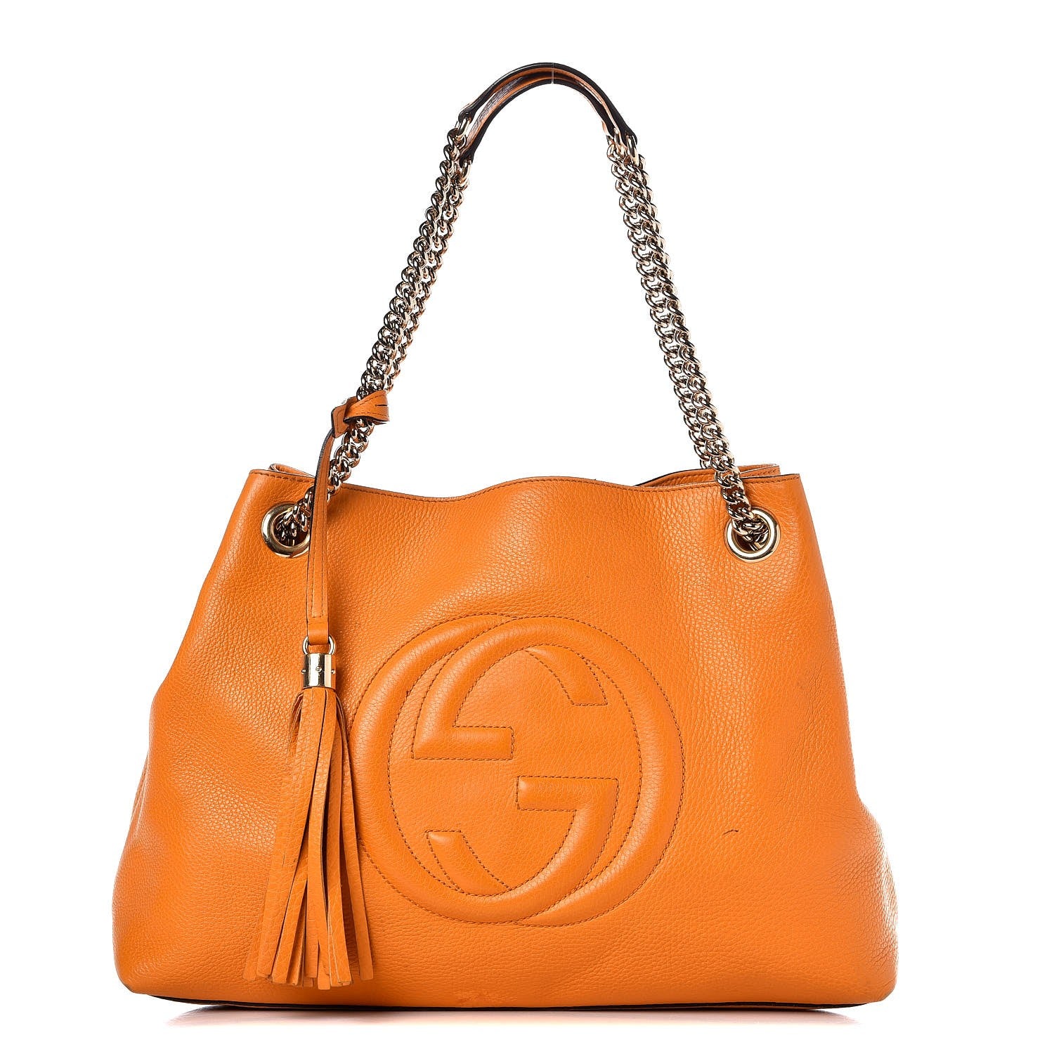 Gucci Pebbled Calfskin Medium Soho Chain Shoulder Bag Curcuma 1 of 20