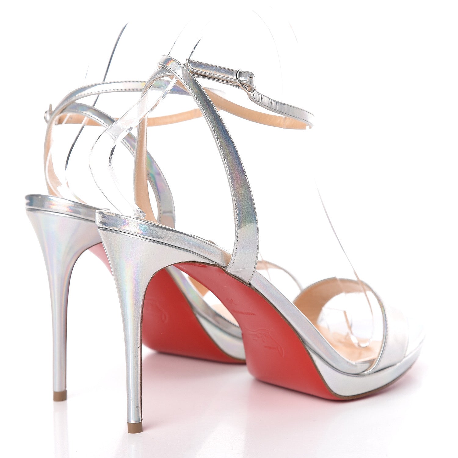 Christian Louboutin Specchio Laser Loubi Queen 100 Platform Sandals 38 Silver 4 of 8