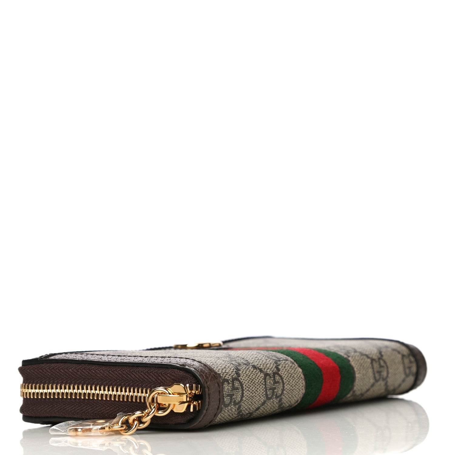 Gucci GG Supreme Monogram Web Ophidia Zip Around Wallet Brown 4 of 11