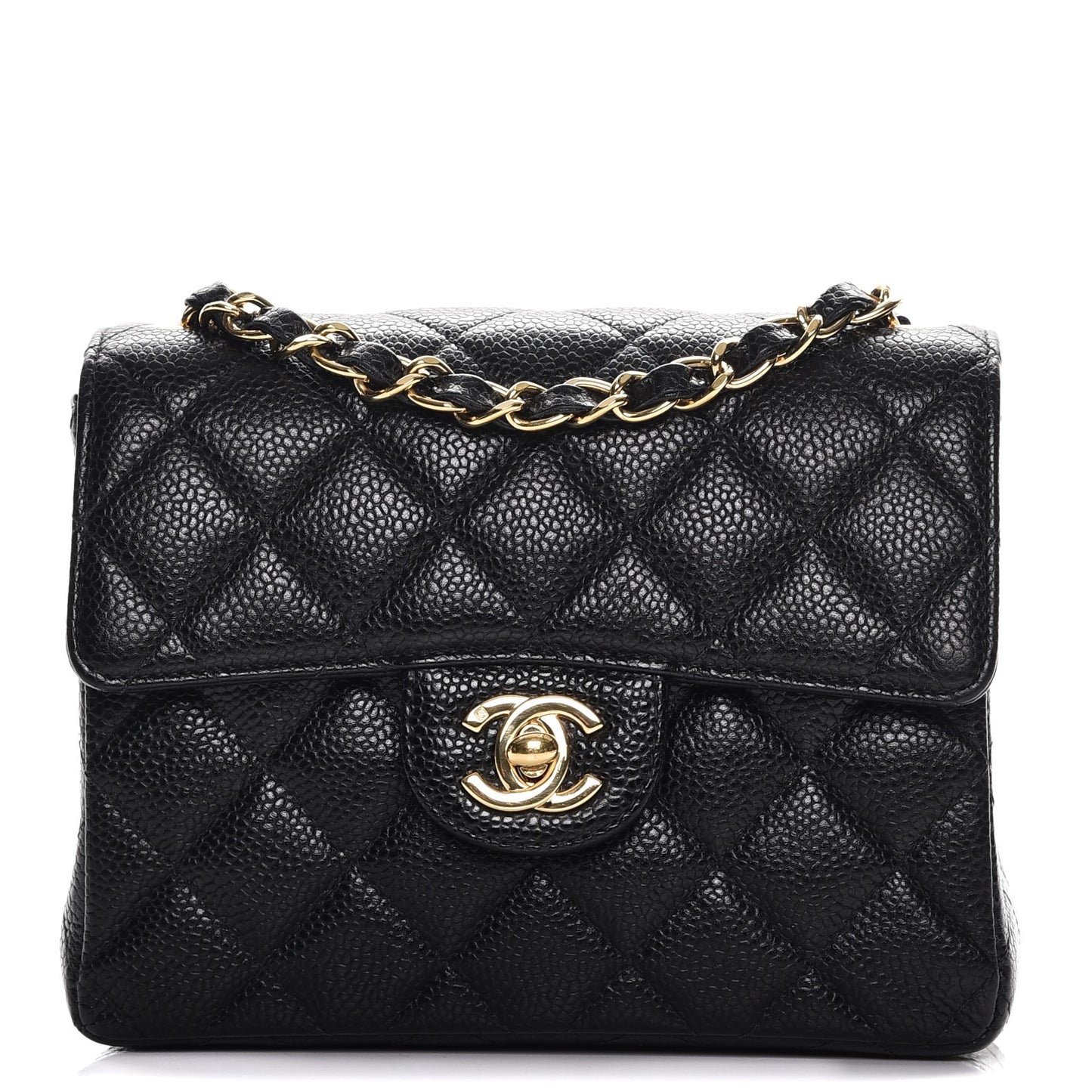 Caviar Quilted Mini Square Flap Black