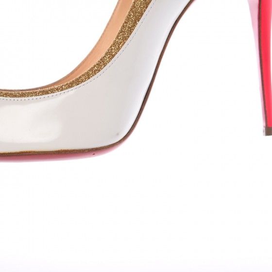 Christian Louboutin Glitter Patent Fluo Tucsick 100 Pumps 39.5 White Gold 8 of 9