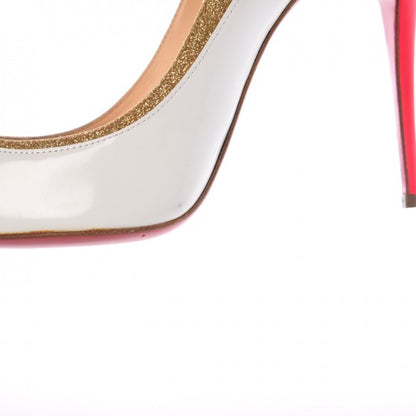 Christian Louboutin Glitter Patent Fluo Tucsick 100 Pumps 39.5 White Gold 8 of 9