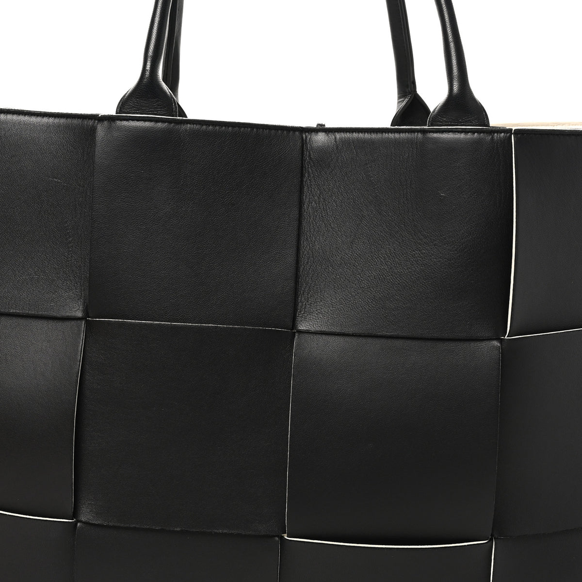 Nappa Maxi Intrecciato Large Arco Tote Black White