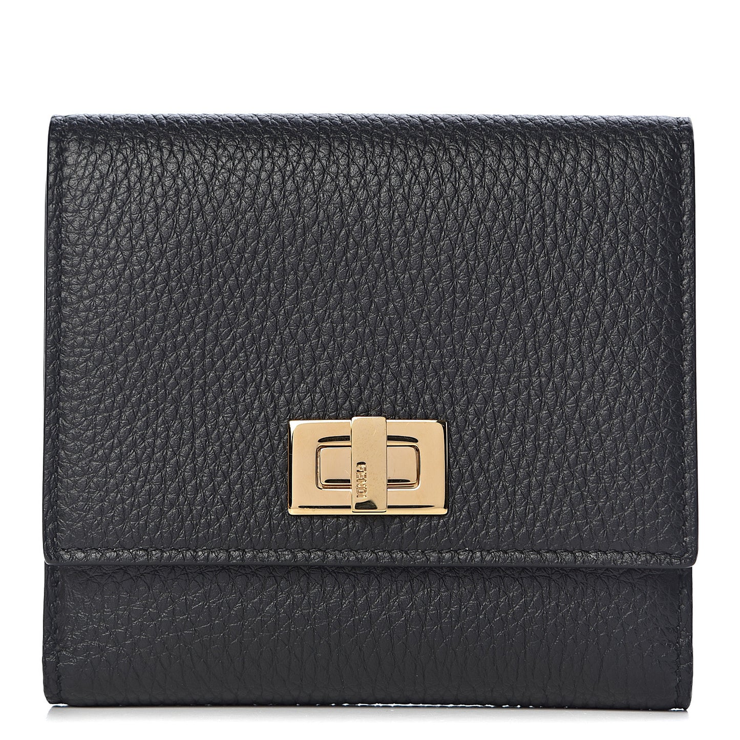 Cuoio Romano Vitello Grace Micro Peekaboo Tri-Fold Wallet Black Camelia