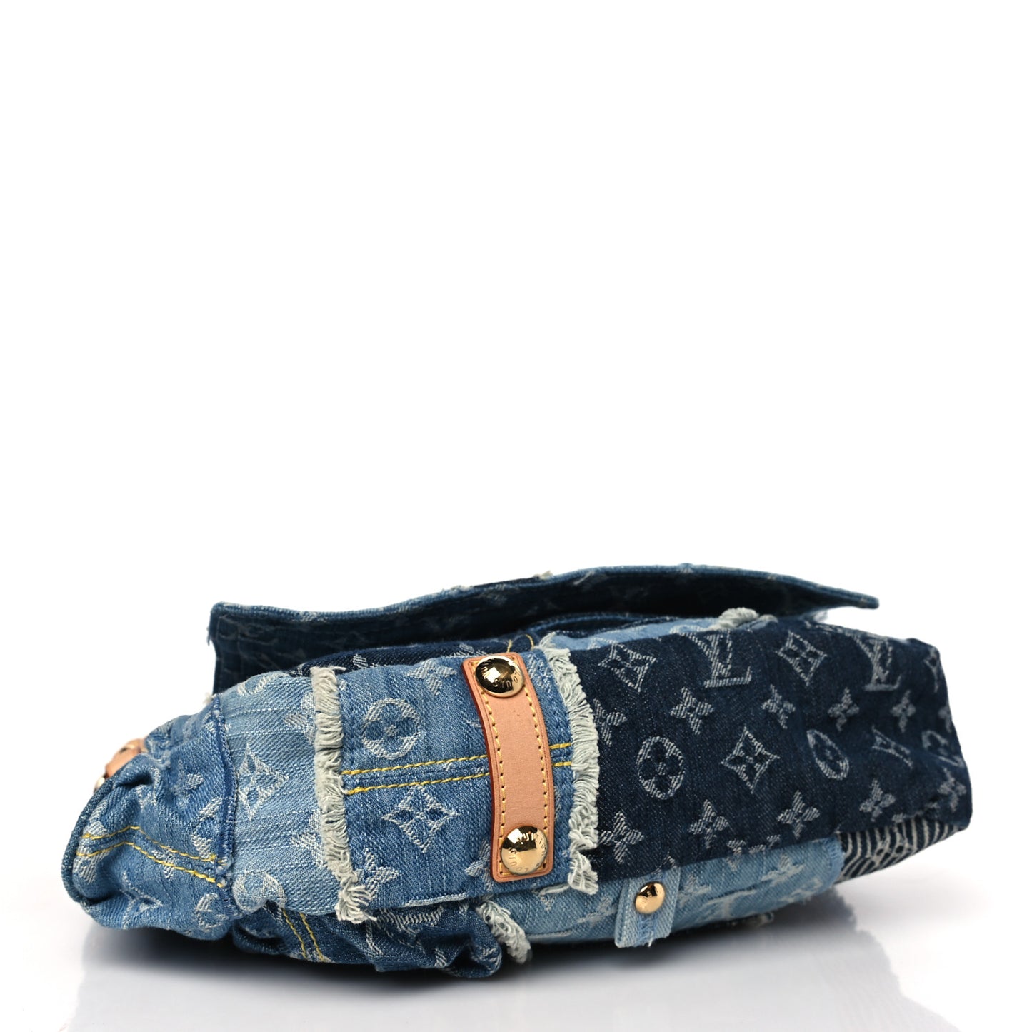 Denim Patchwork Posty Messenger Bag Blue