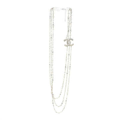 Chanel Graduated Pearl Crystal CC Multi Strand Long Necklace Gold 3 of 7