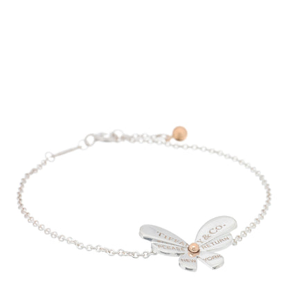 Tiffany Sterling Silver 18K Rose Gold Return to Tiffany Love Bugs Butterfly Chain Bracelet 1 of 3
