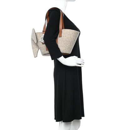Loewe Calfskin Felt Elephant Basket Tote Beige Brown 2 of 11