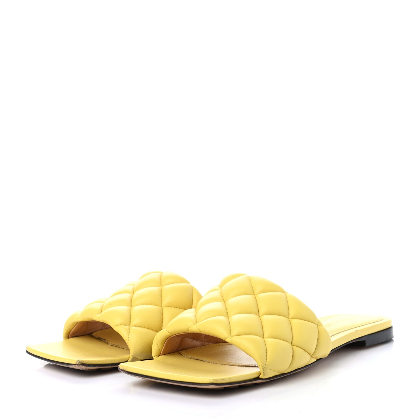 Nappa Matelasse Padded Flat Sandals 38 Lemon