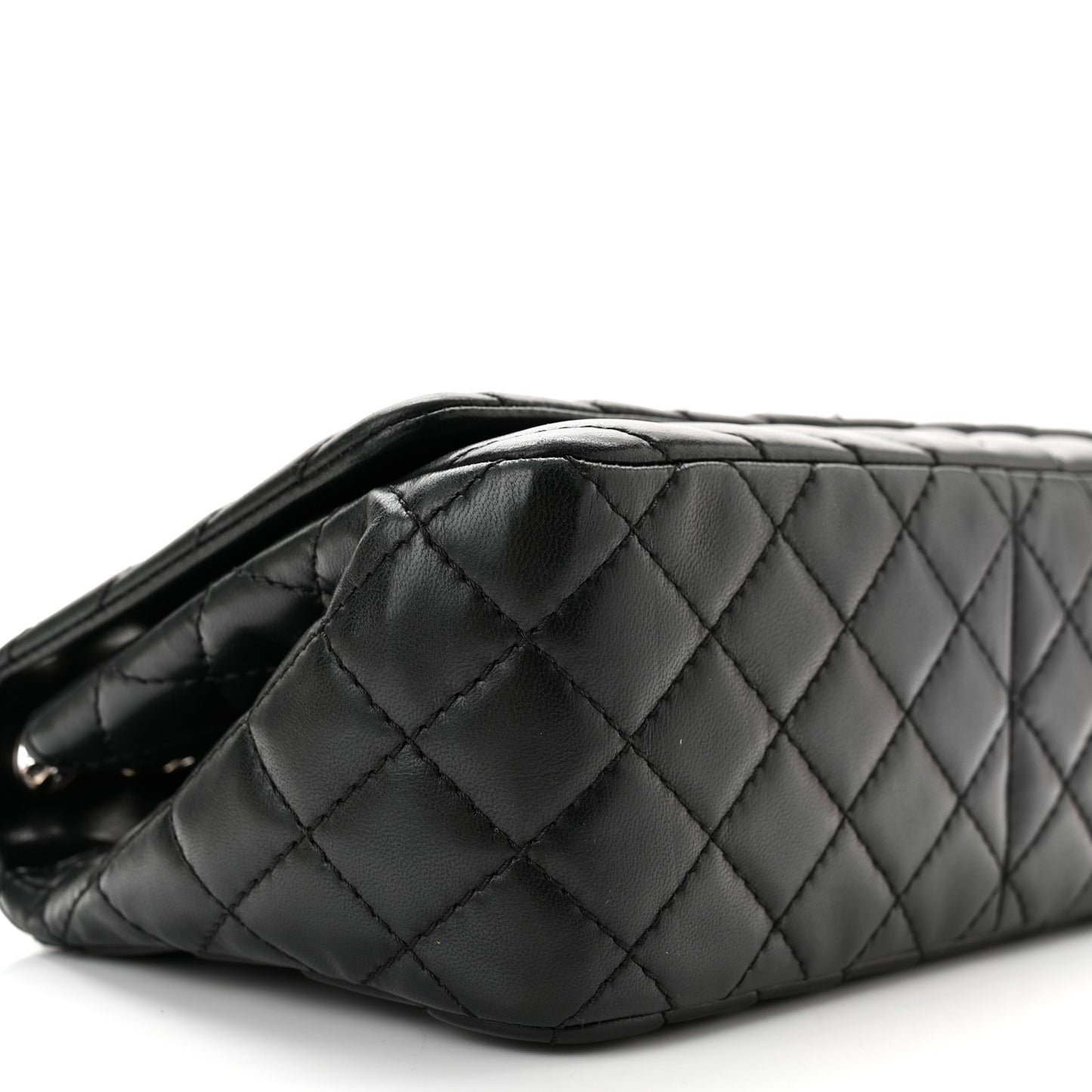 Lambskin Surpique Chevron Medium Single Flap Black