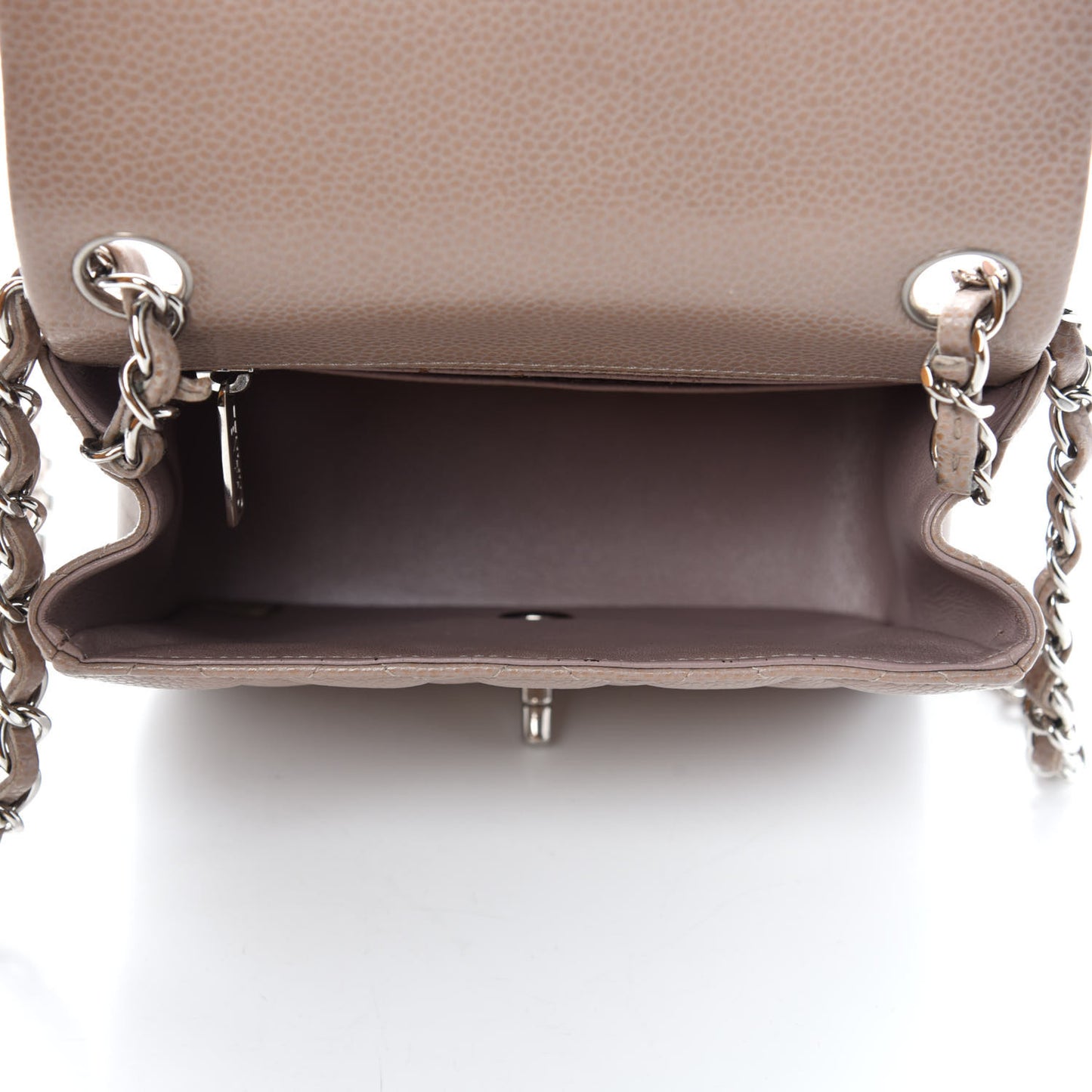 Caviar Quilted Mini Square Flap Taupe