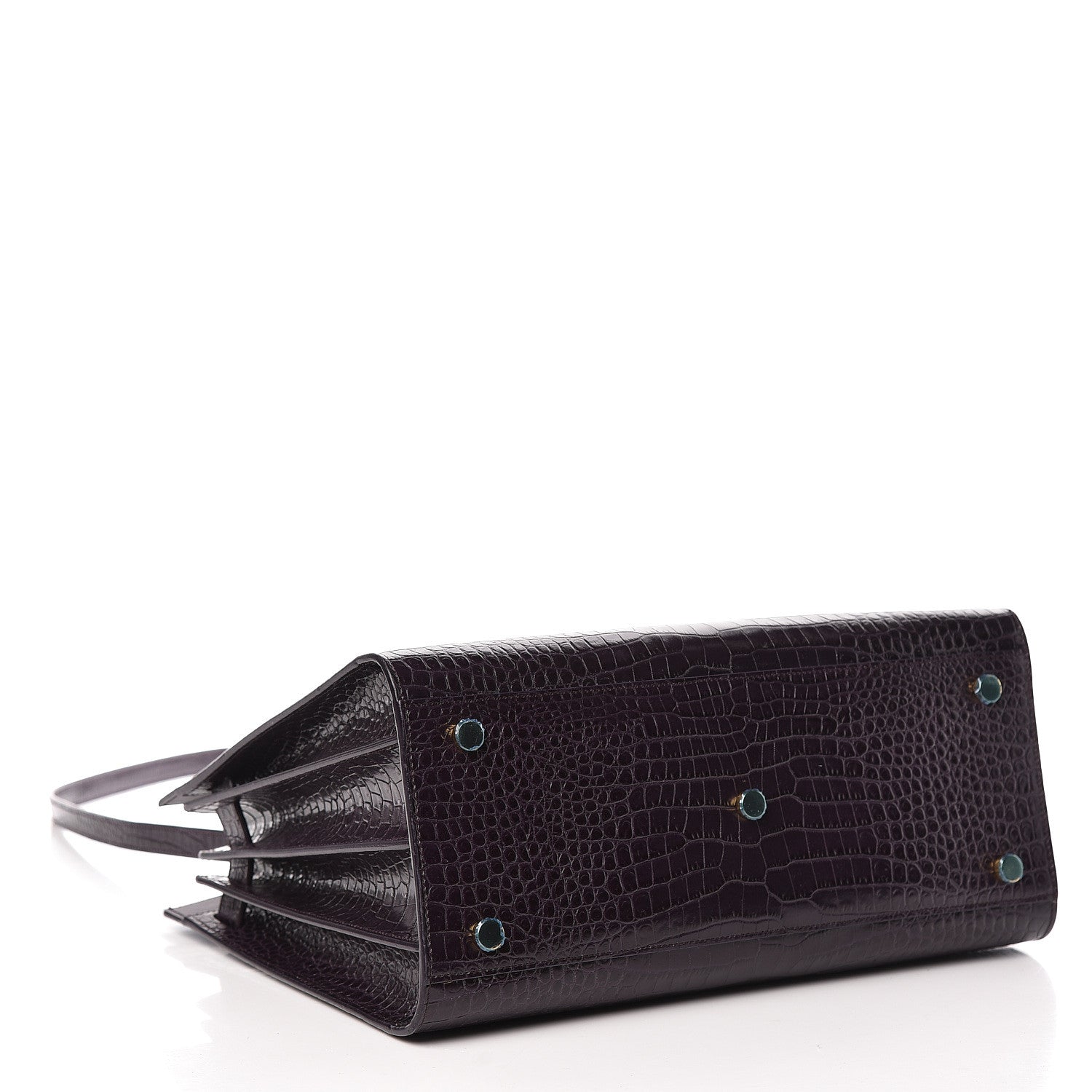 Saint Laurent Calfskin Crocodile Embossed Small Sac De Jour Prune 4 of 11