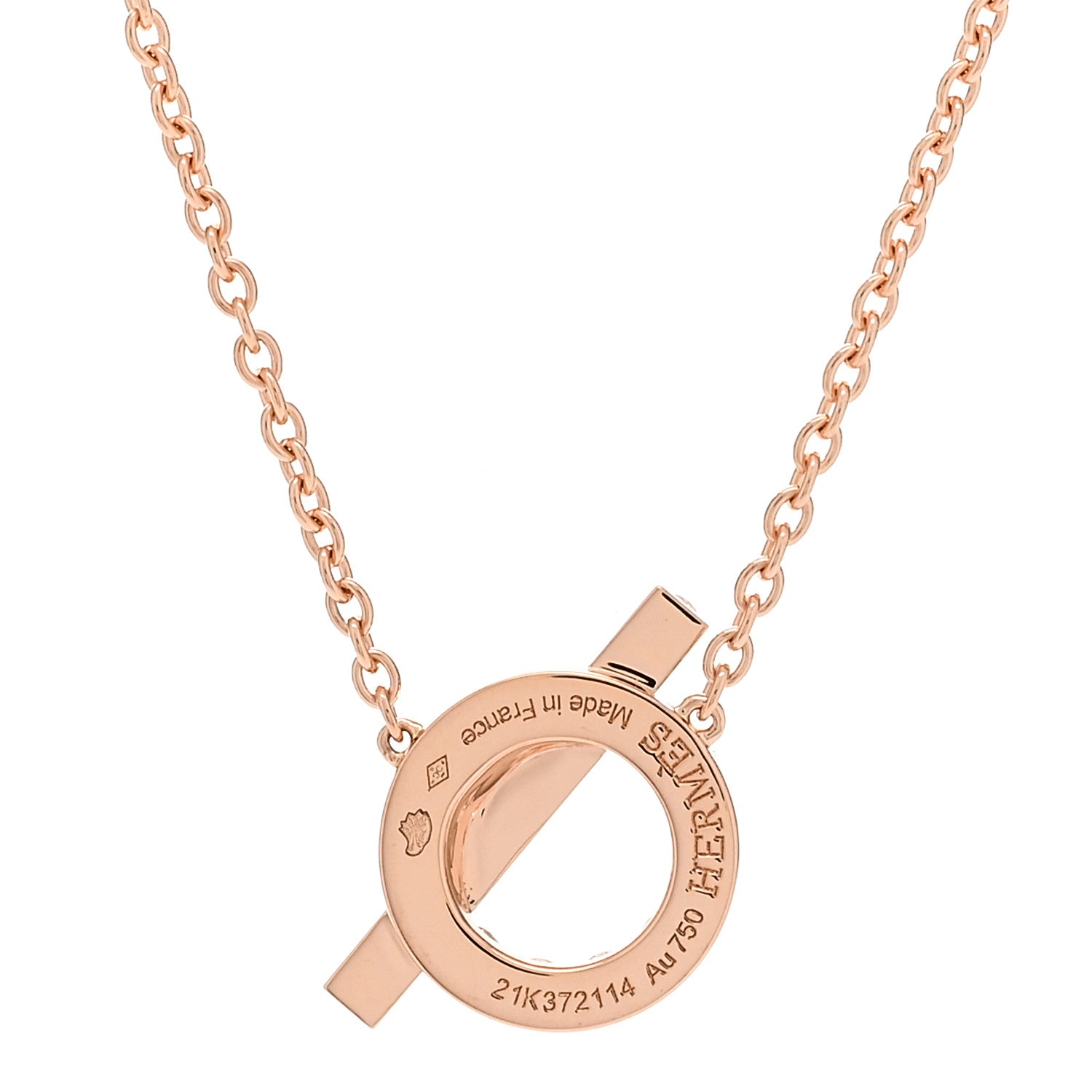 Hermes 18K Rose Gold Diamond Finesse Pendant Necklace 4 of 5