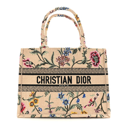 Christian Dior CHRISTIAN DIOR Raffia Embroidered Petites Fleurs Medium Book Tote Natural 1 of 9