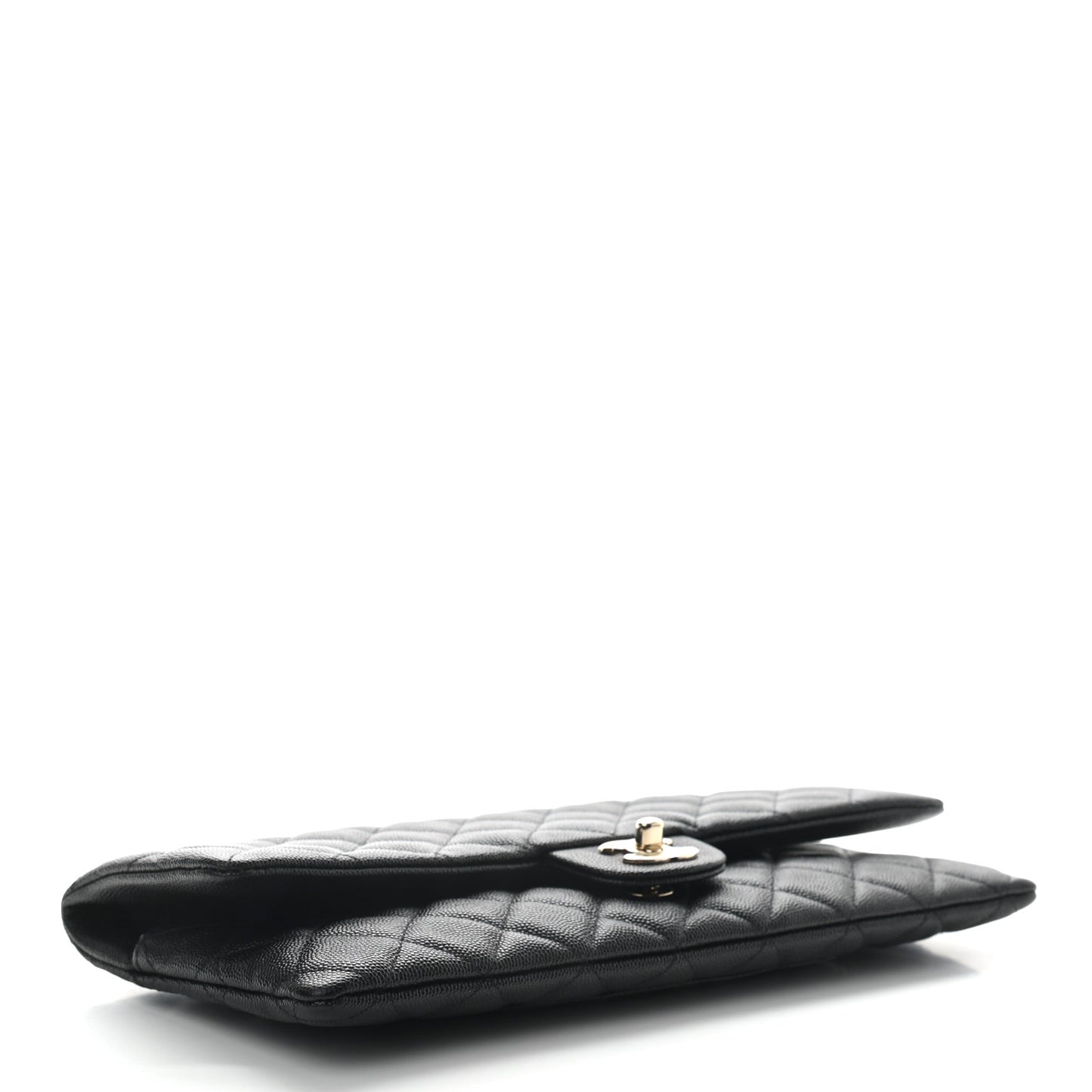 Caviar Quilted Flap Clutch Black