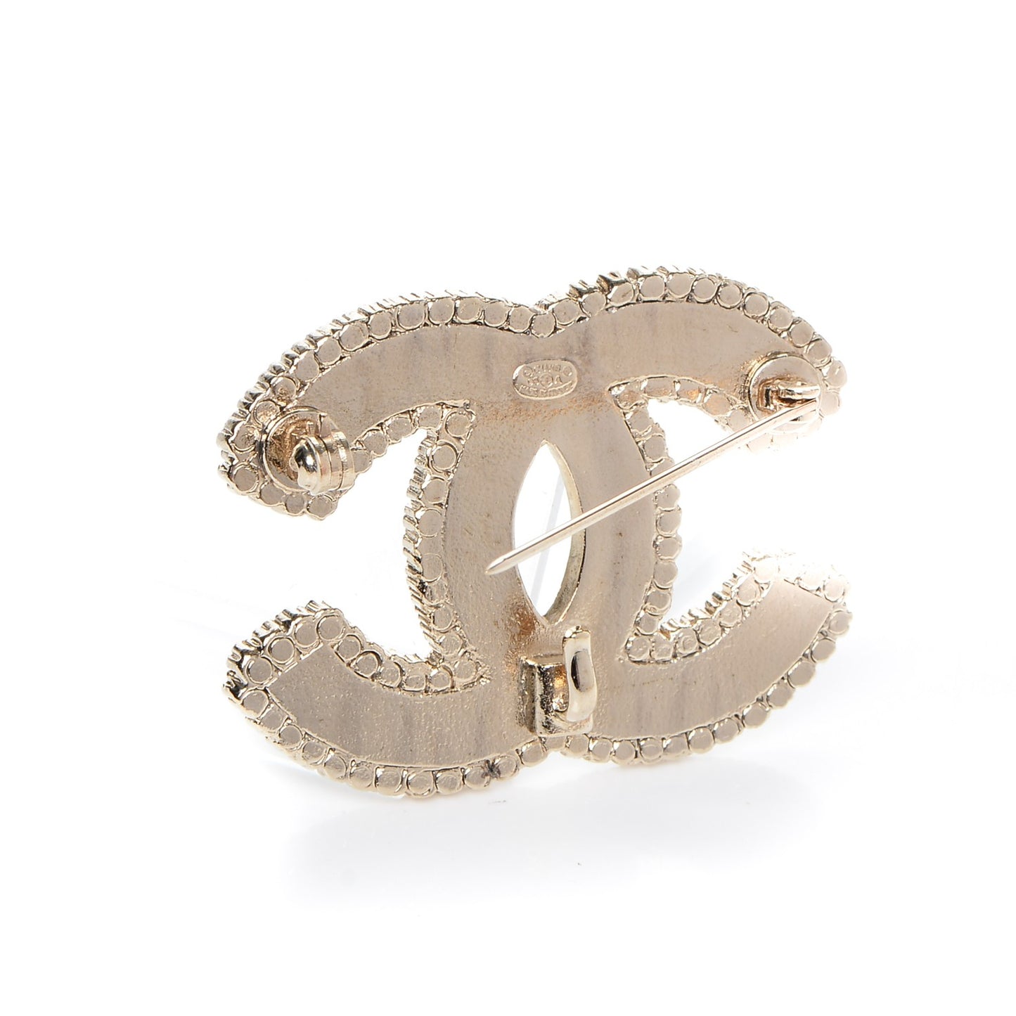 Crystal Enamel Stripe CC Brooch Black Gold