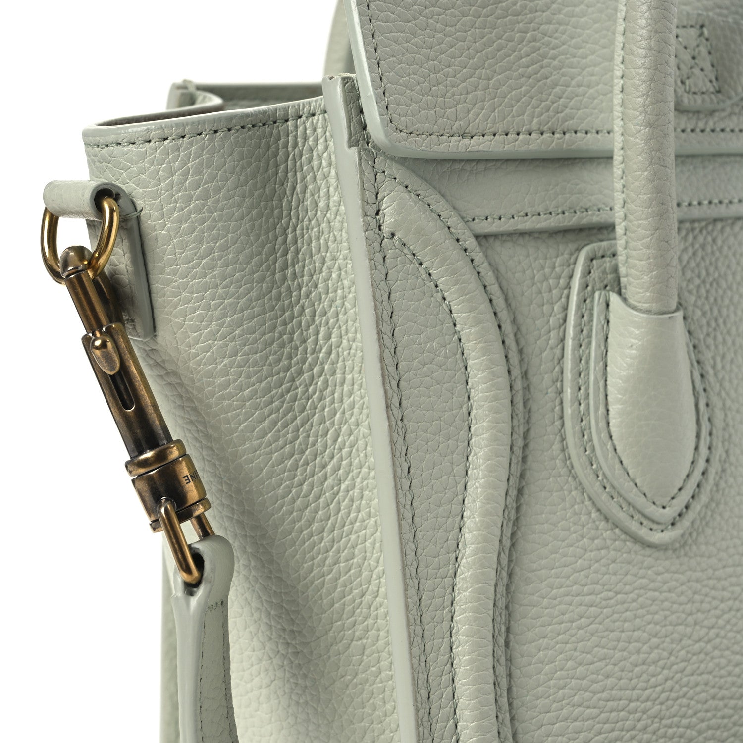 Celine Drummed Calfskin Nano Luggage Vert D'eau 12 of 14