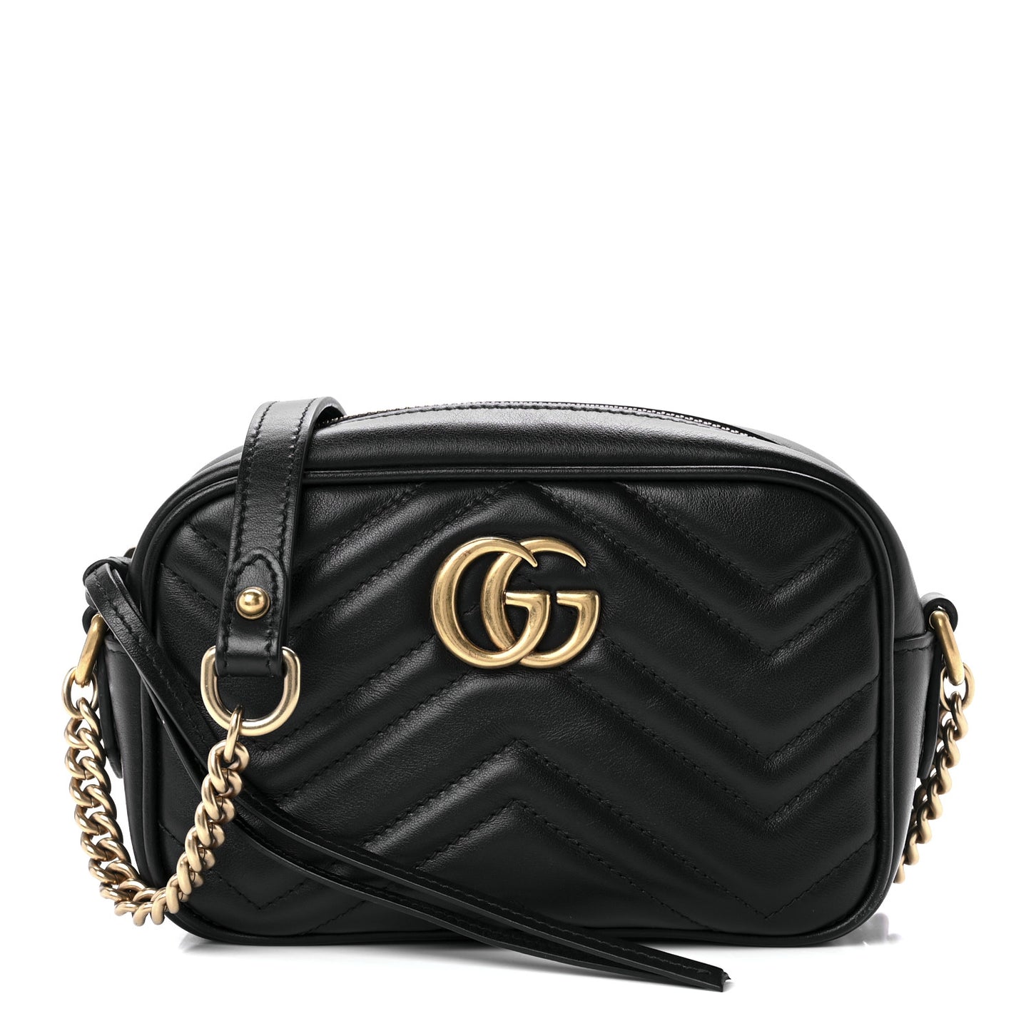 Calfskin Matelasse Mini GG Marmont Chain Shoulder Bag Black