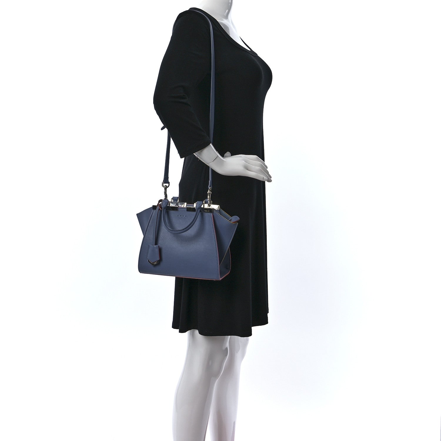 Fendi Vitello Dolce Mini 3jours Tote Blue 2 of 8