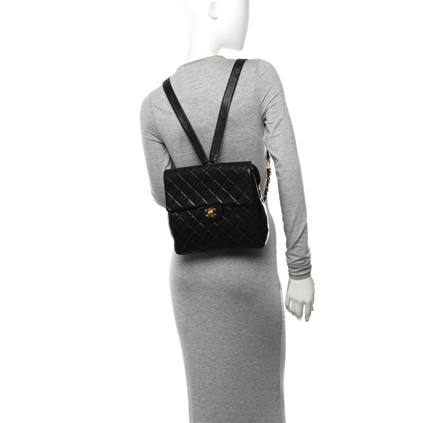Lambskin Quilted Backpack Black