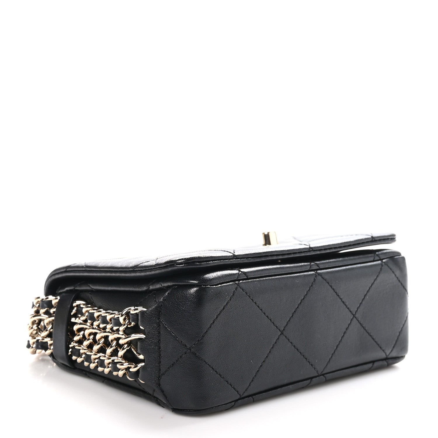 Chanel Lambskin Quilted Mini Chain Rows Flap Black 4 of 11
