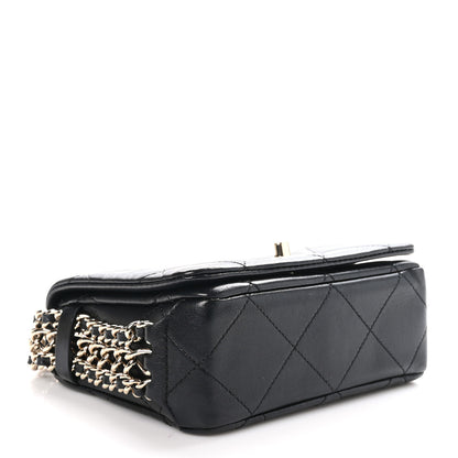 Chanel Lambskin Quilted Mini Chain Rows Flap Black 4 of 11