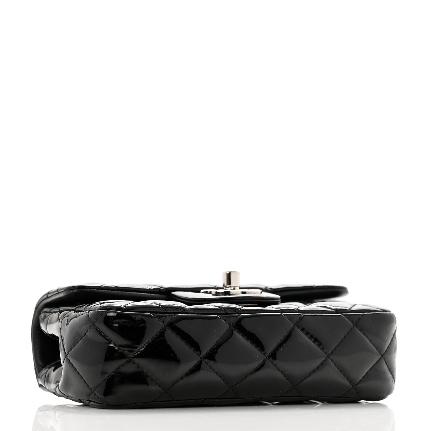 Patent Calfskin Quilted Extra Mini Rectangular Flap Black