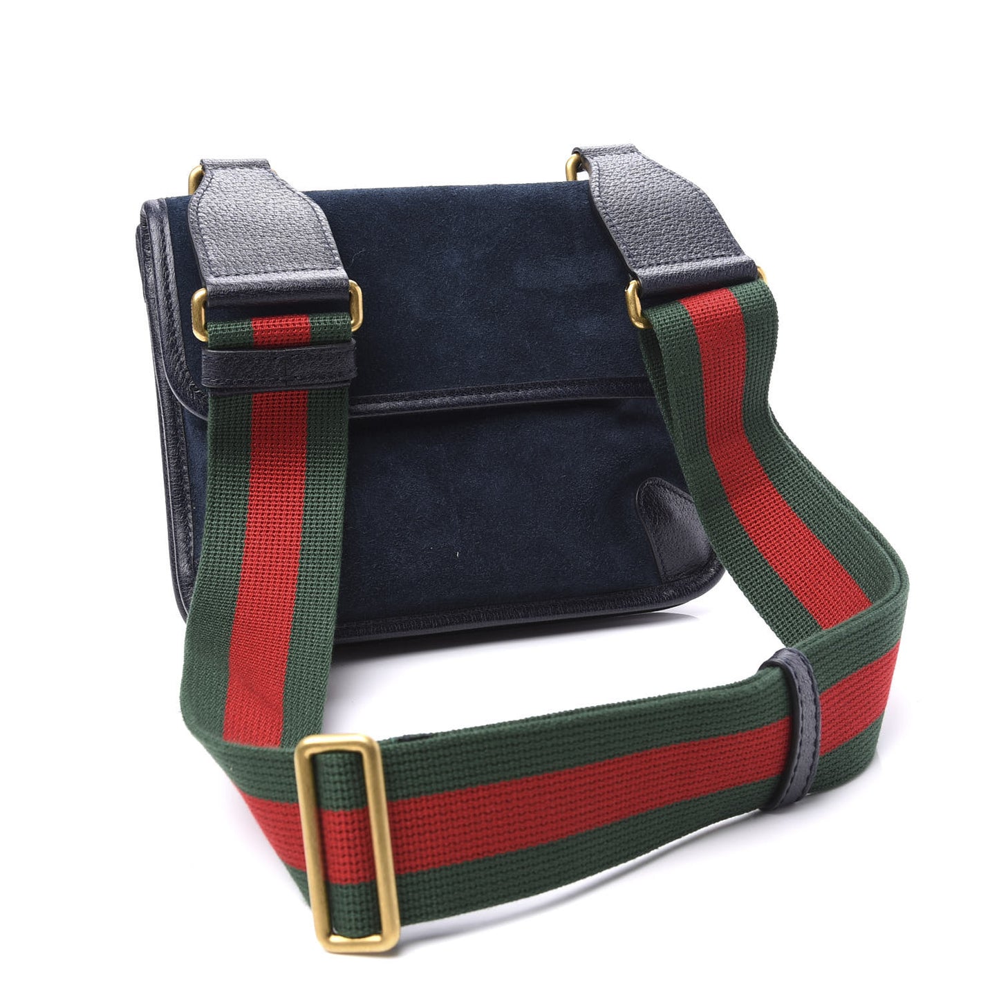 Suede Web Small Neo Vintage Double Flap Messenger Bag Blue