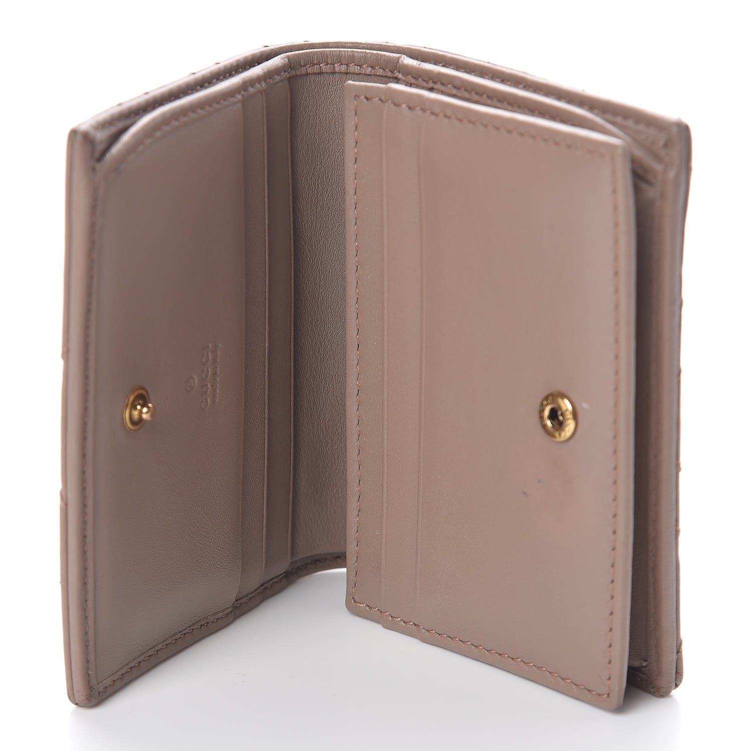 Gucci Calfskin Matelasse GG Marmont Card Case Wallet Porcelain Rose 5 of 9