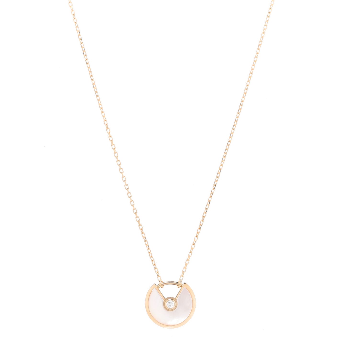 18K Yellow Gold Diamond Mother of Pearl XS Amulette de Cartier Pendant Necklace