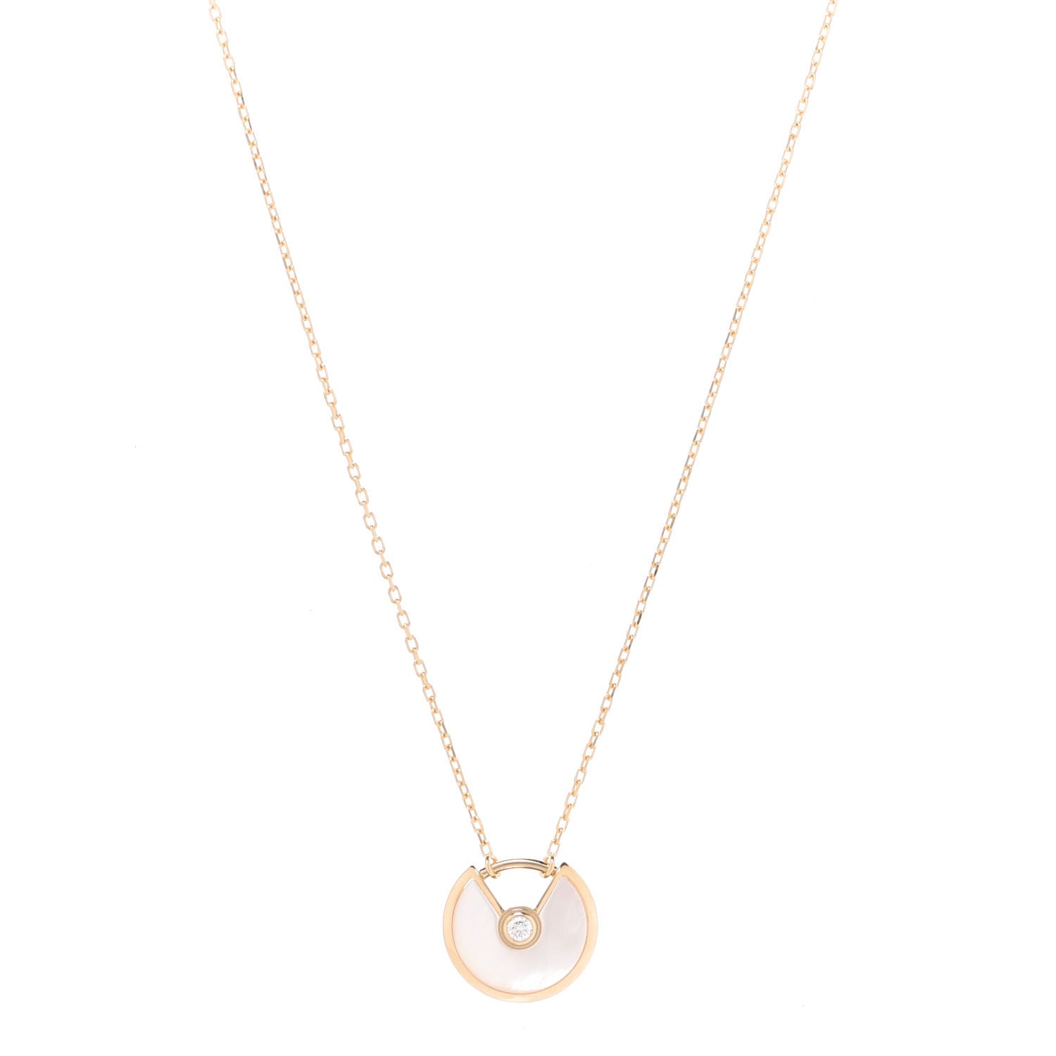 Cartier 18K Yellow Gold Diamond Mother of Pearl XS Amulette de Cartier Pendant Necklace 1 of 6